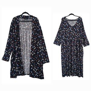 Ulla Popken 2-piece Dress &‎ Cardigan 32/34 Black Stretch Dressy Party Slimming